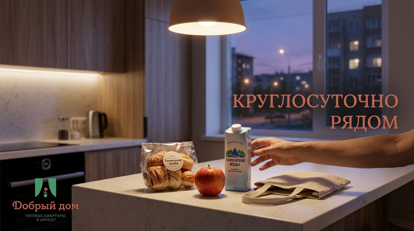Квартиры посуточно в Тюмени: магазины 24/7 рядом с домом