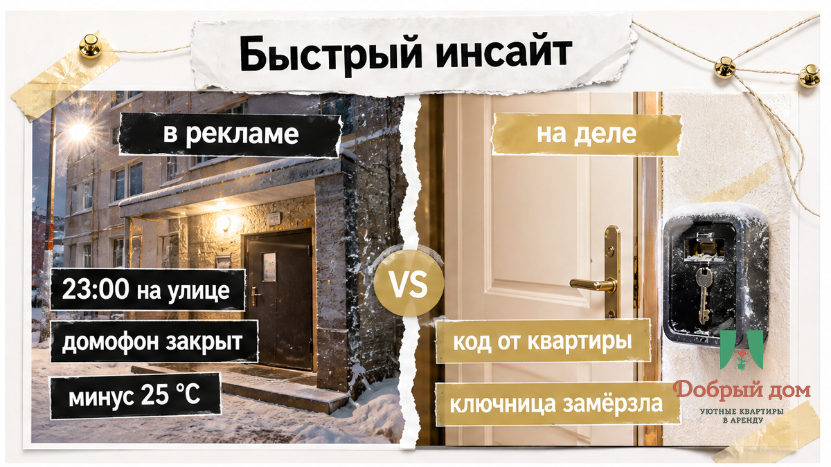 Сравнительная схема показывает, почему одного кода недостаточно: домофон закрыт на улице, а ключница находится у двери квартиры.