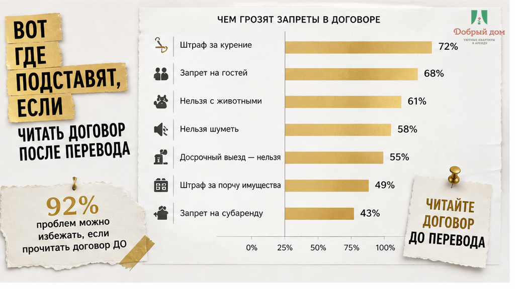 Типовые ловушки в правилах проживания: заезд, гости, отмена, ключи
