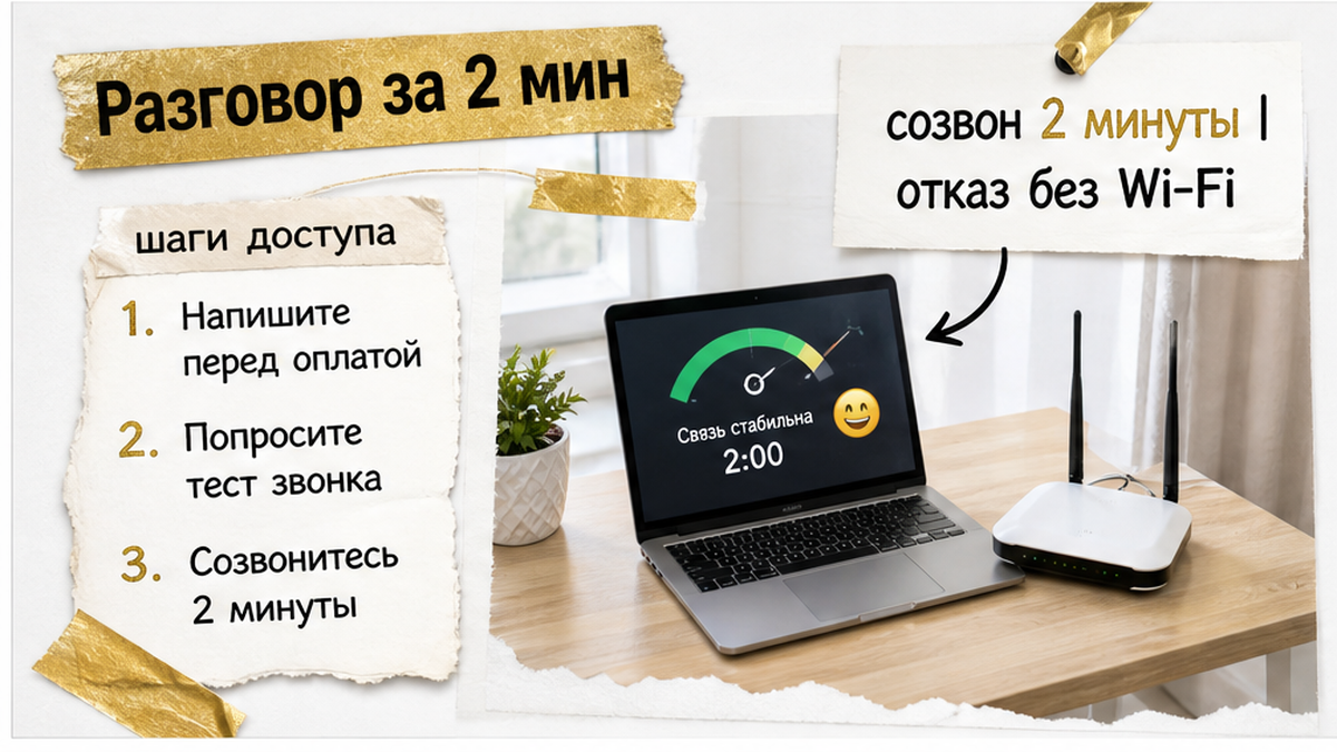 Тестовый созвон до оплаты.