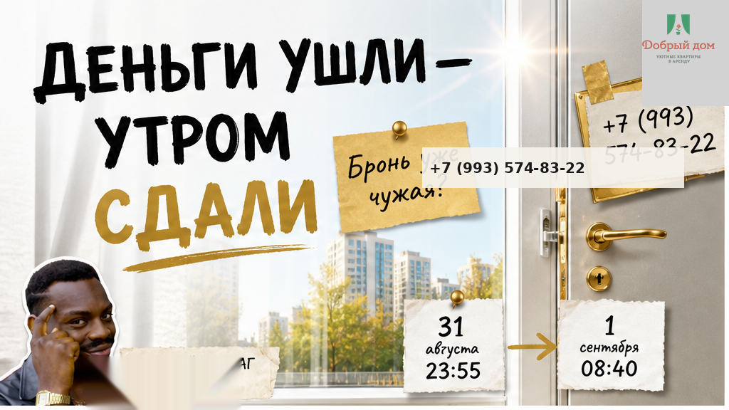 Перевёл предоплату за квартиру посуточно. Утром её уже сдали