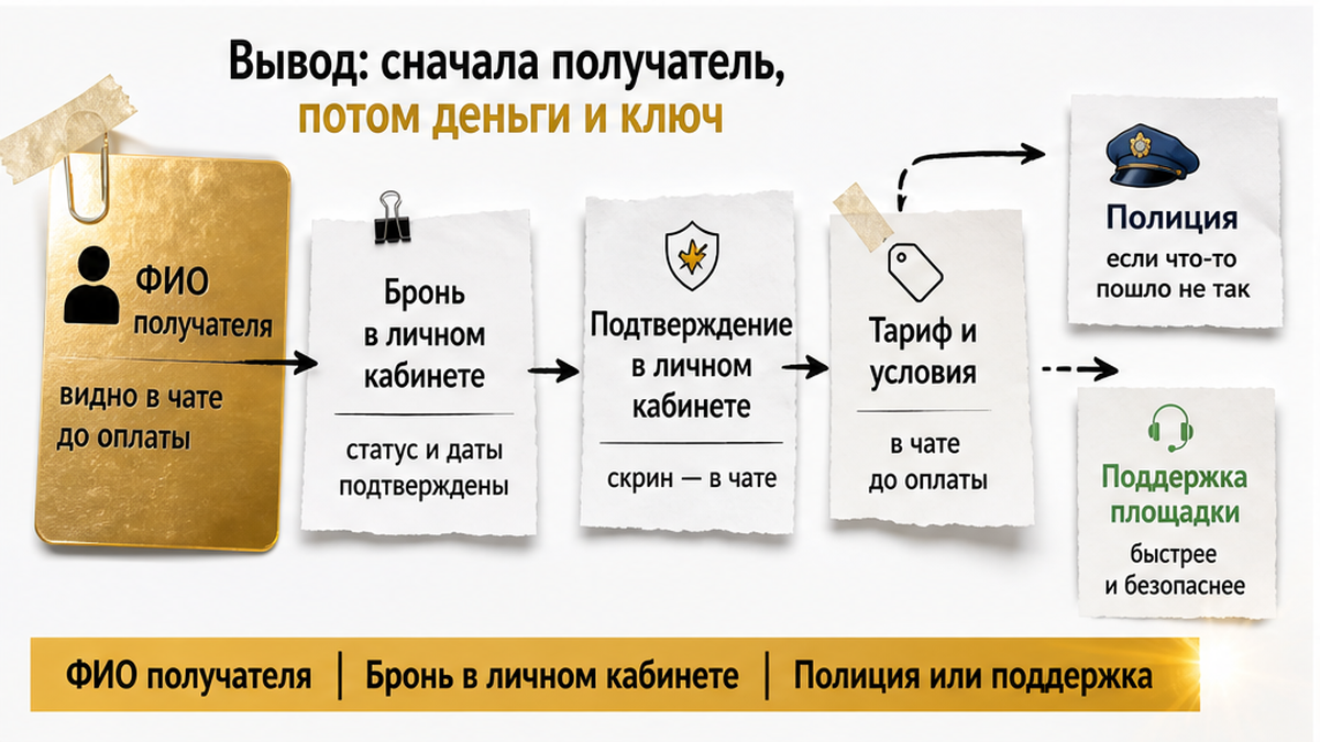 Порядок действий: проверить получателя и канал оплаты, убедиться в брони в личном кабинете, знать тариф отмены