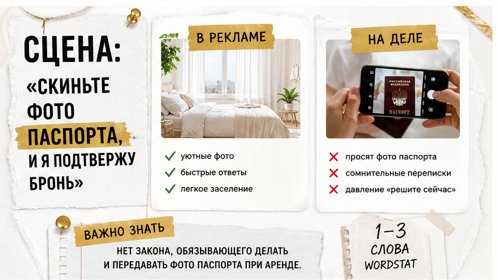 Запрос фото паспорта в чате перед заселением посуточно — страх утечки данных