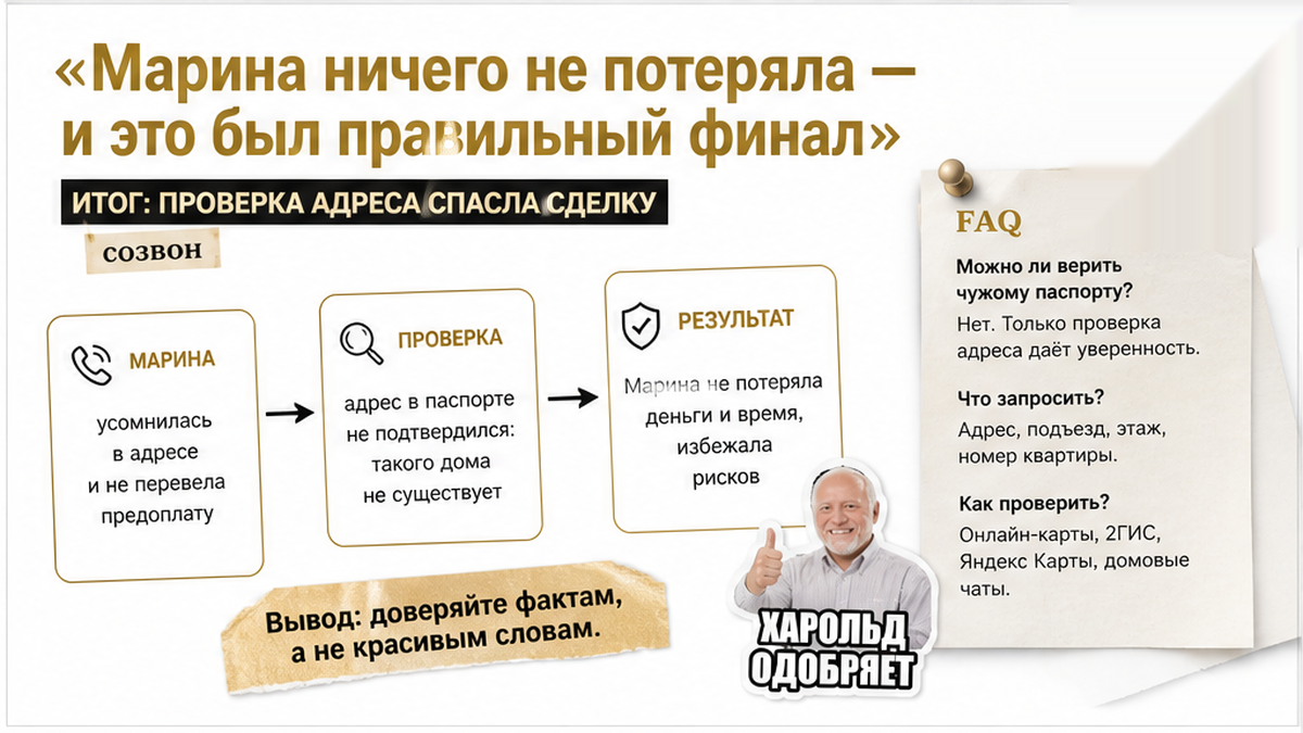 Марина проверила адрес
