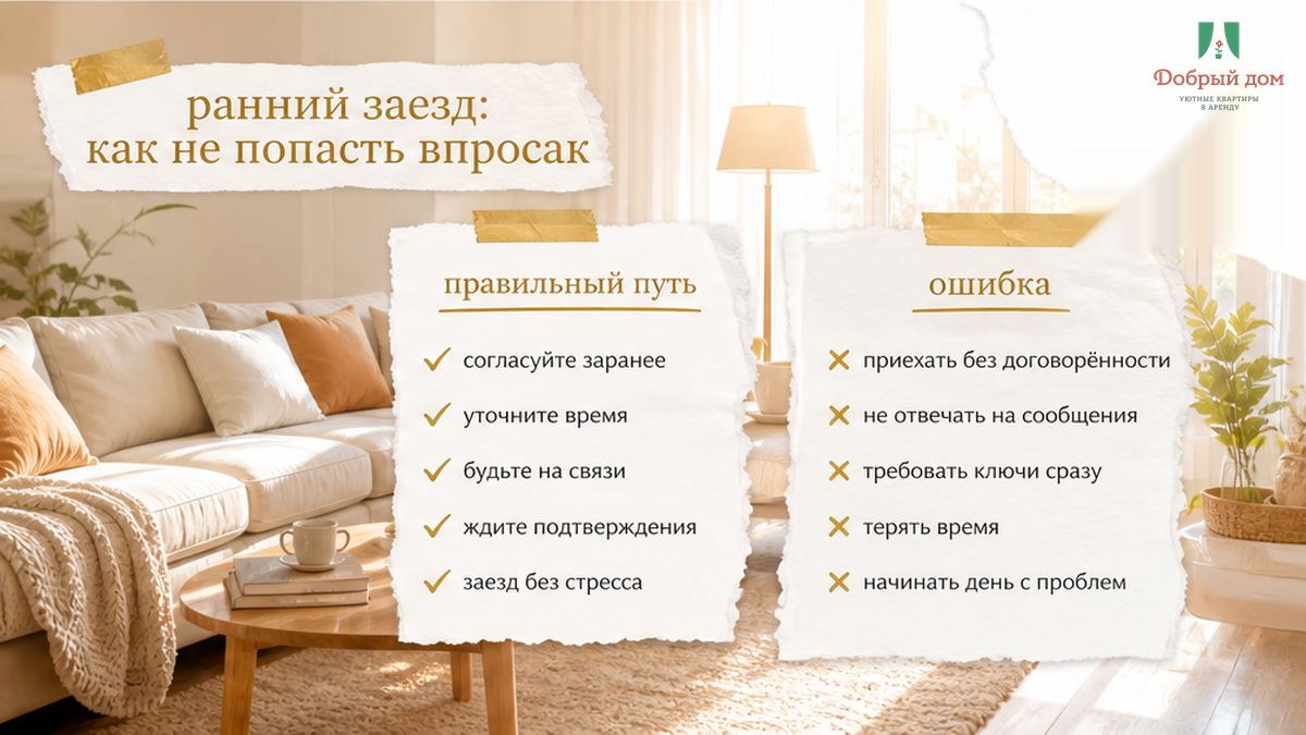 Финальный чеклист с двумя колонками: правильный путь и ошибка на пороге; галочки, крестики, бумажные стикеры и мягкий sun flare, маленький m