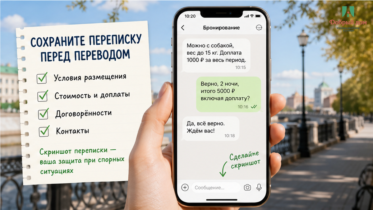 Скриншот чата: сохранить условия до перевода.