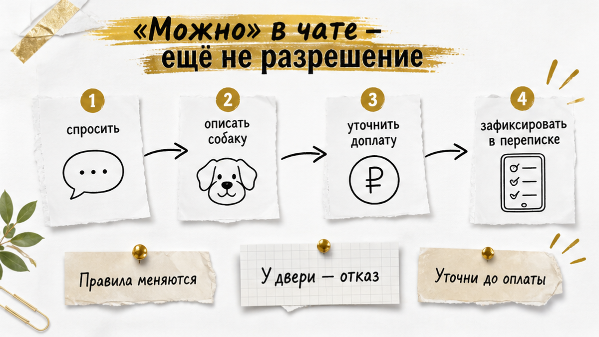 Схема: как получить письменное согласие на собаку до оплаты