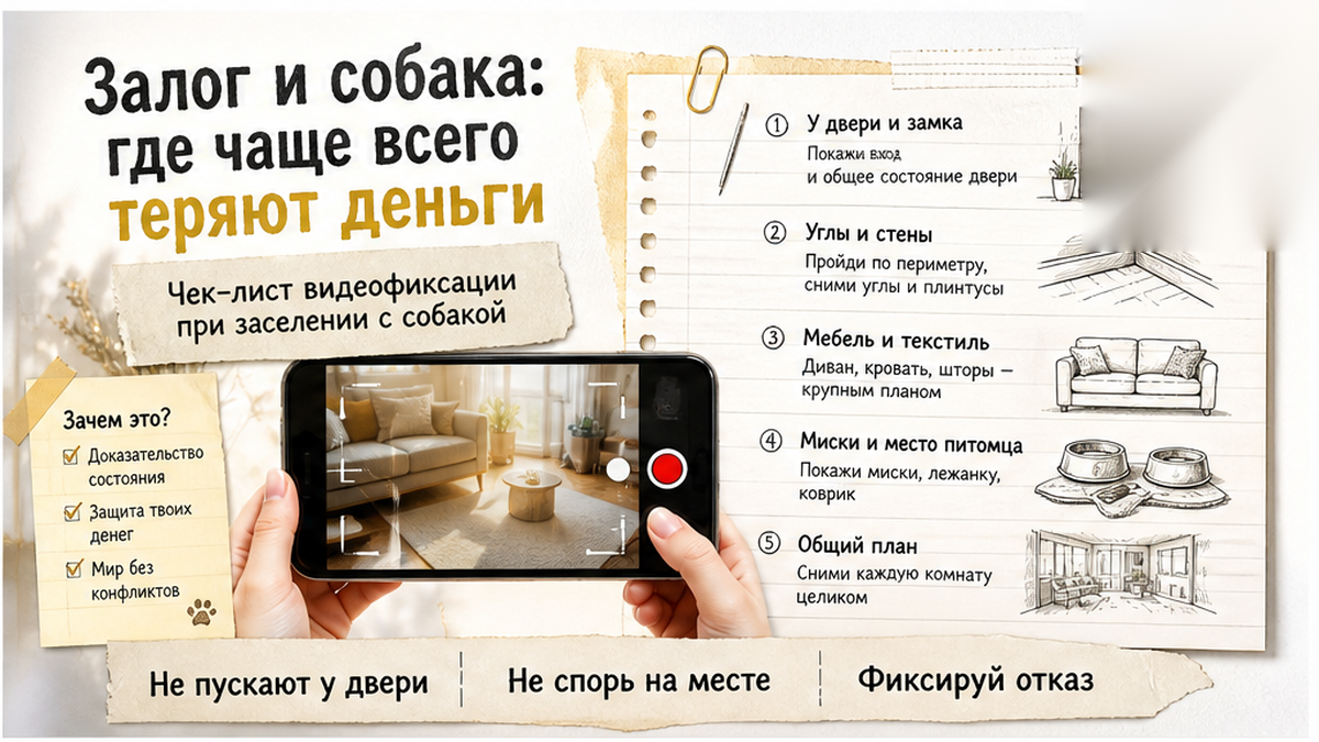 Чеклист видео квартиры при заселении с собакой для залога