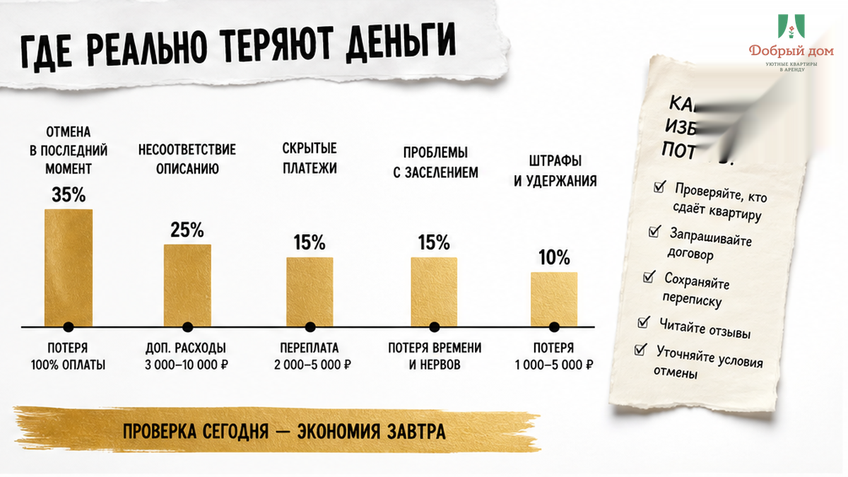 Где теряют деньги: предоплата, залог, срыв брони, двойная бронь