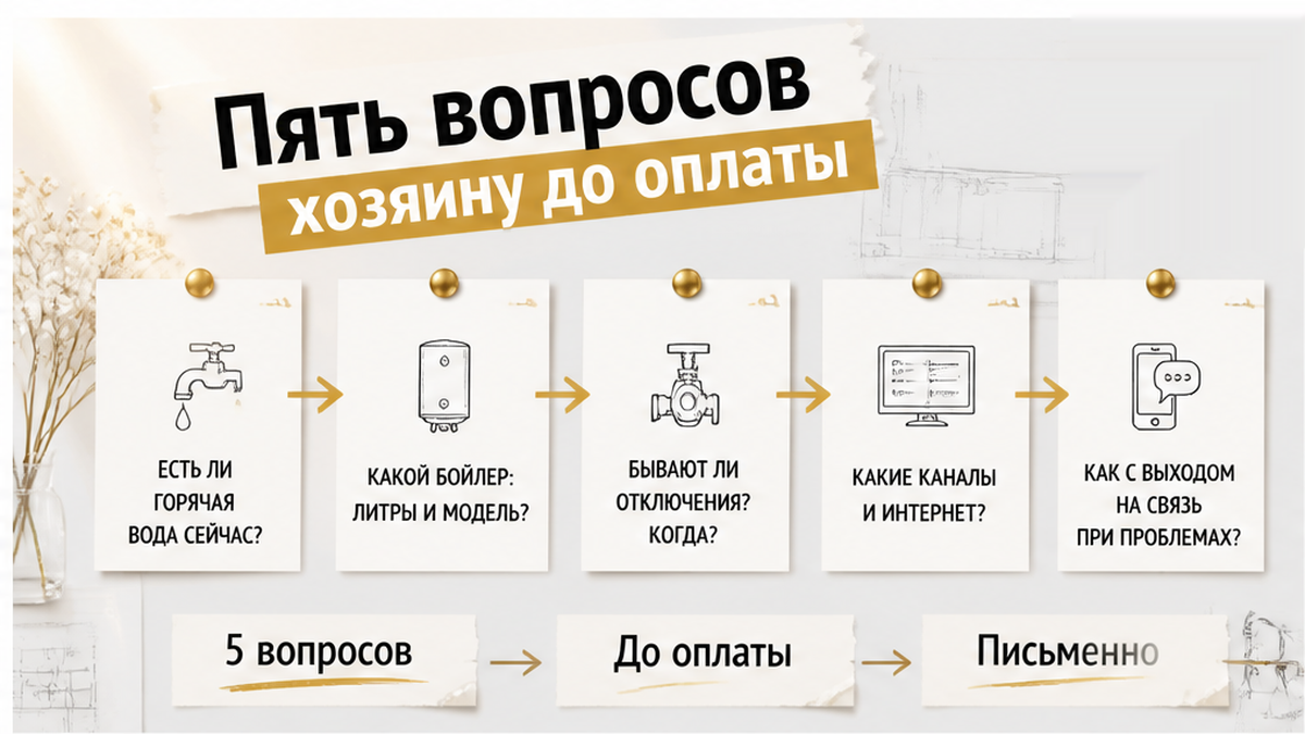 Пять вопросов хозяину до оплаты.