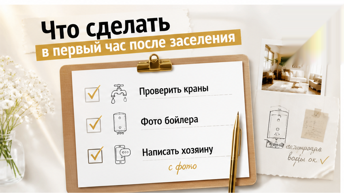 Чеклист первого часа после заселения.