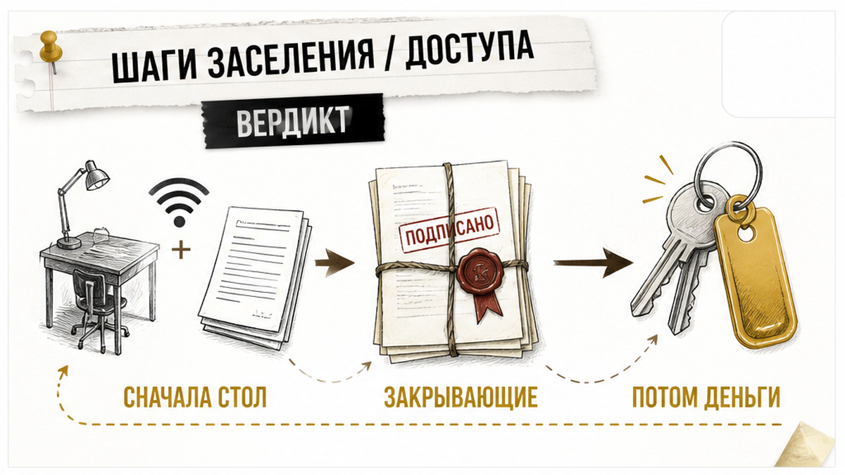Сначала стол, Wi‑Fi и документы — потом деньги.