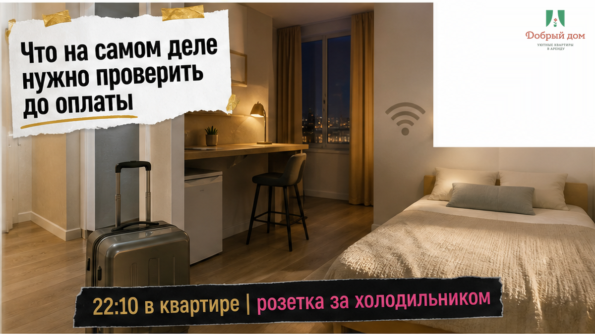 22:10 в квартире: созвон в 10:00, стол — стойка, розетка за холодильником