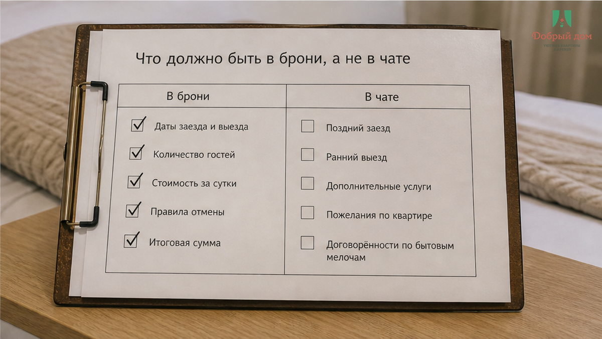 Фиксация условий в чате до оплаты — нормальная практика.