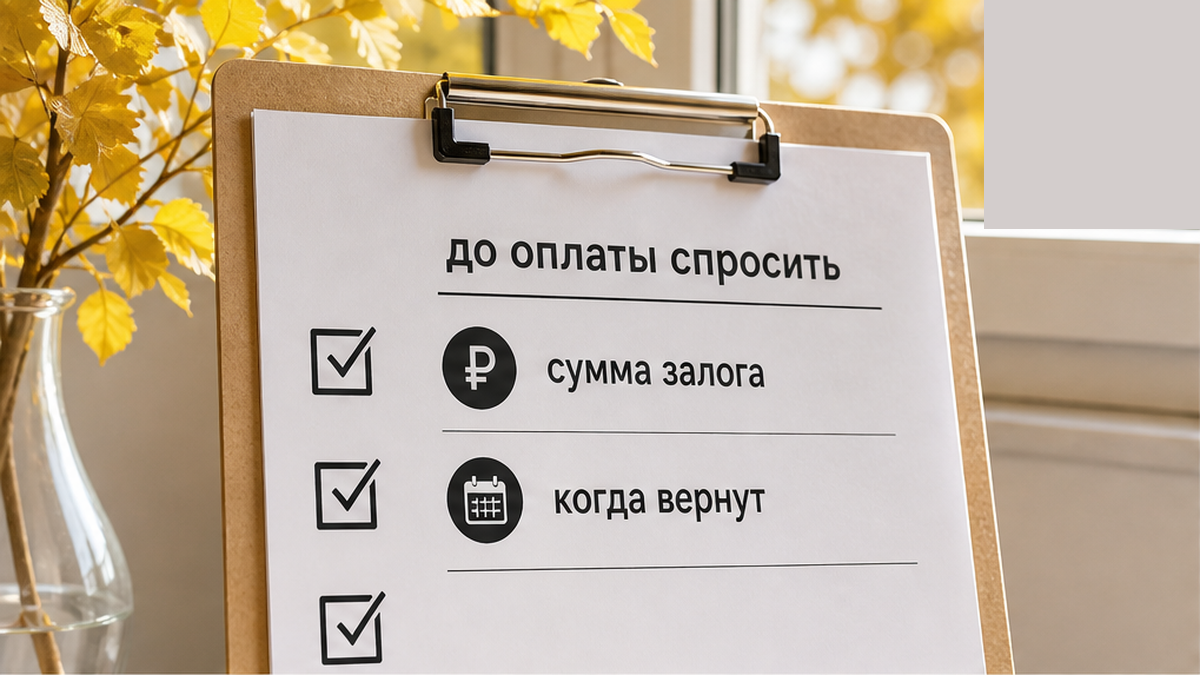 До оплаты спросить: есть ли залог, какая сумма, когда и как вернут.