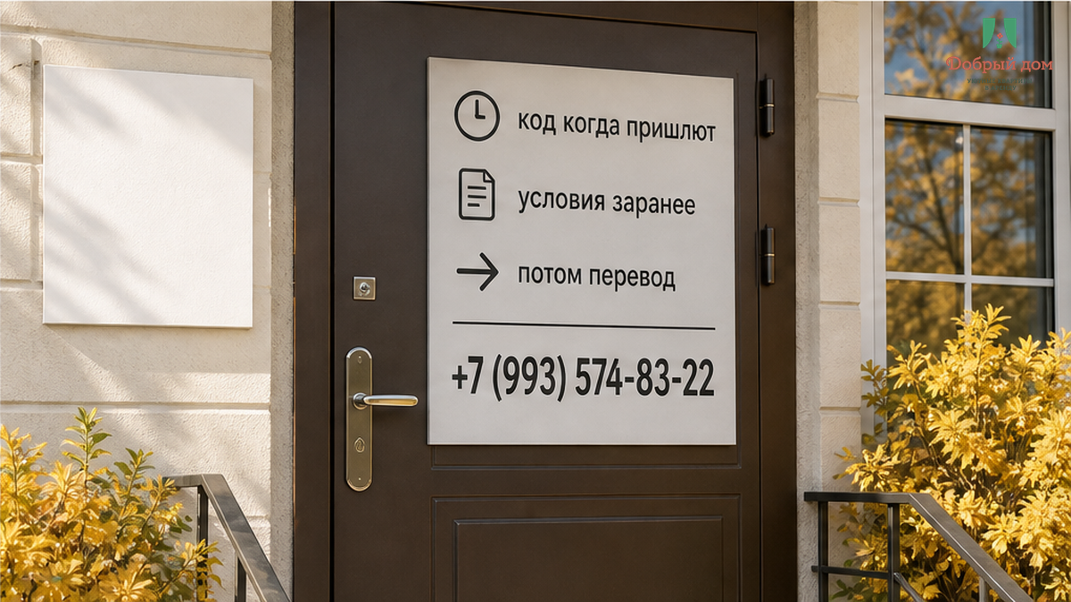 Уточните заранее: когда пришлют код, какие условия — сначала проверка, потом перевод.