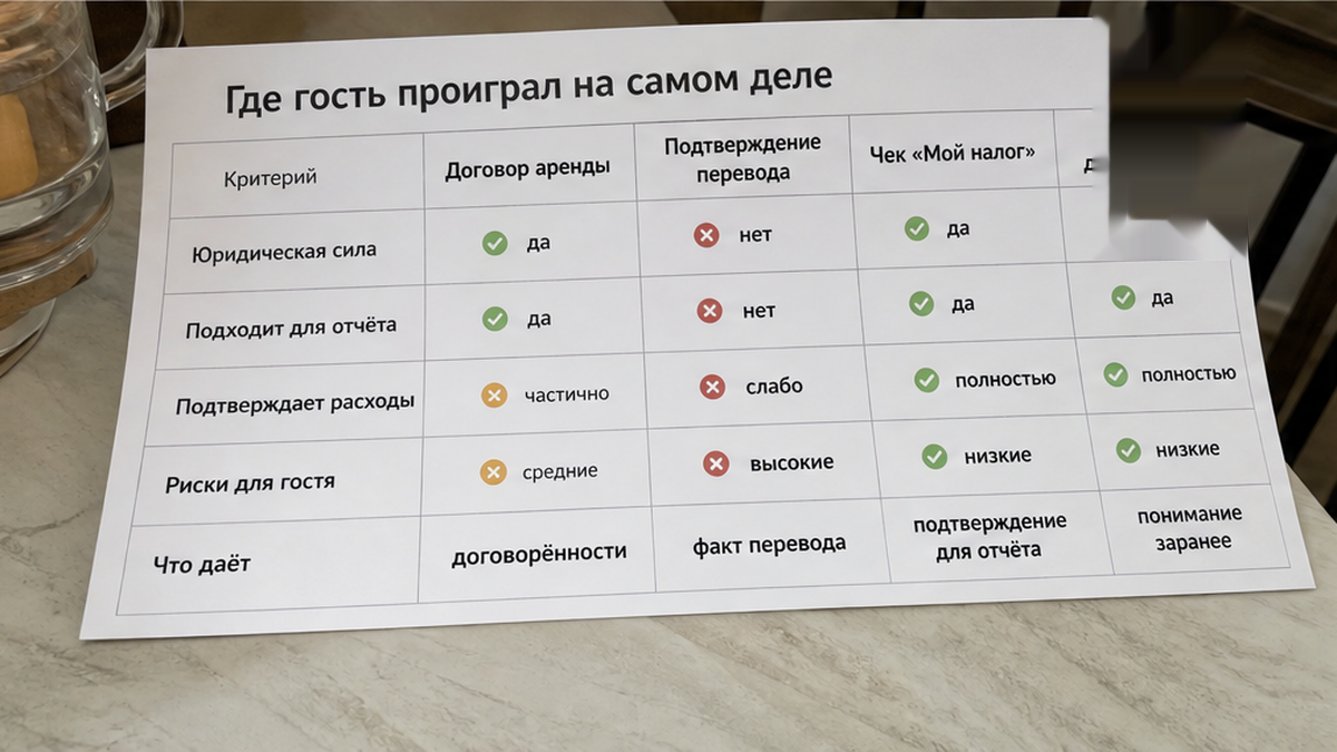 Гость не спросил про договор и чек до перевода — остались только скрин перевода и отказ хозяина.