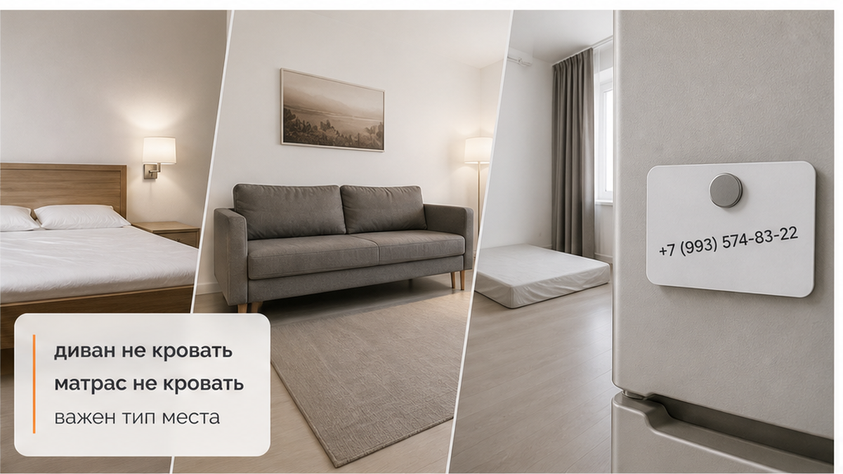 Кровать, диван-кровать и складной матрас — разные ночи; тип места важнее формального счёта поверхностей.