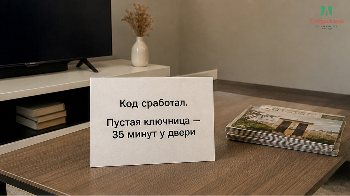 Код сработал. Пустая ключница — 35 минут у двери
