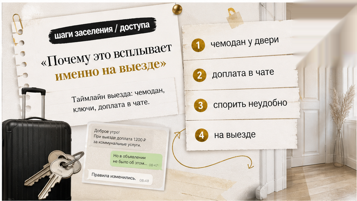 Схема почему доплату предъявляют именно на выезде когда гость уже собрал вещи.