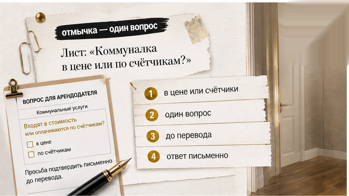 Один проверочный вопрос перед оплатой: включена ли коммуналка или считается отдельно.