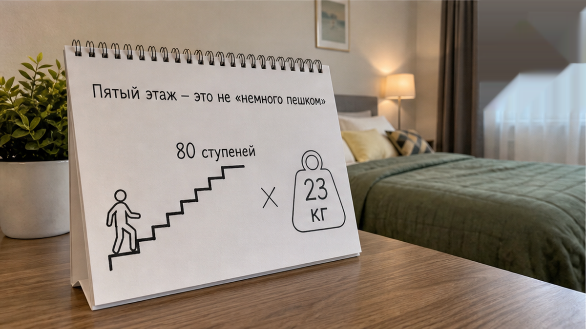 Подъёмы пешком с багажом.