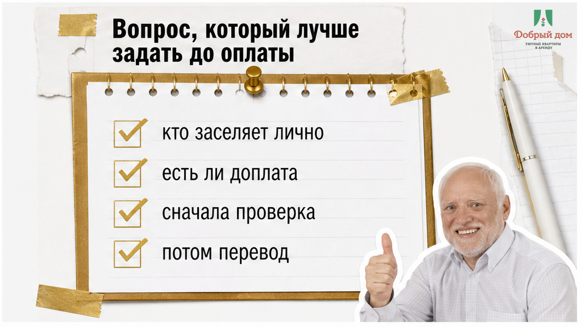 До оплаты спросите, кто заселяет и есть ли комиссия кроме цены в брони.