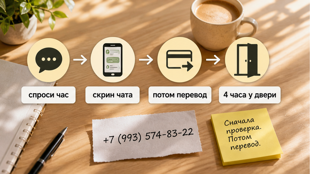 Порядок: спросить час ключа, сохранить ответ, потом перевод — не наоборот.
