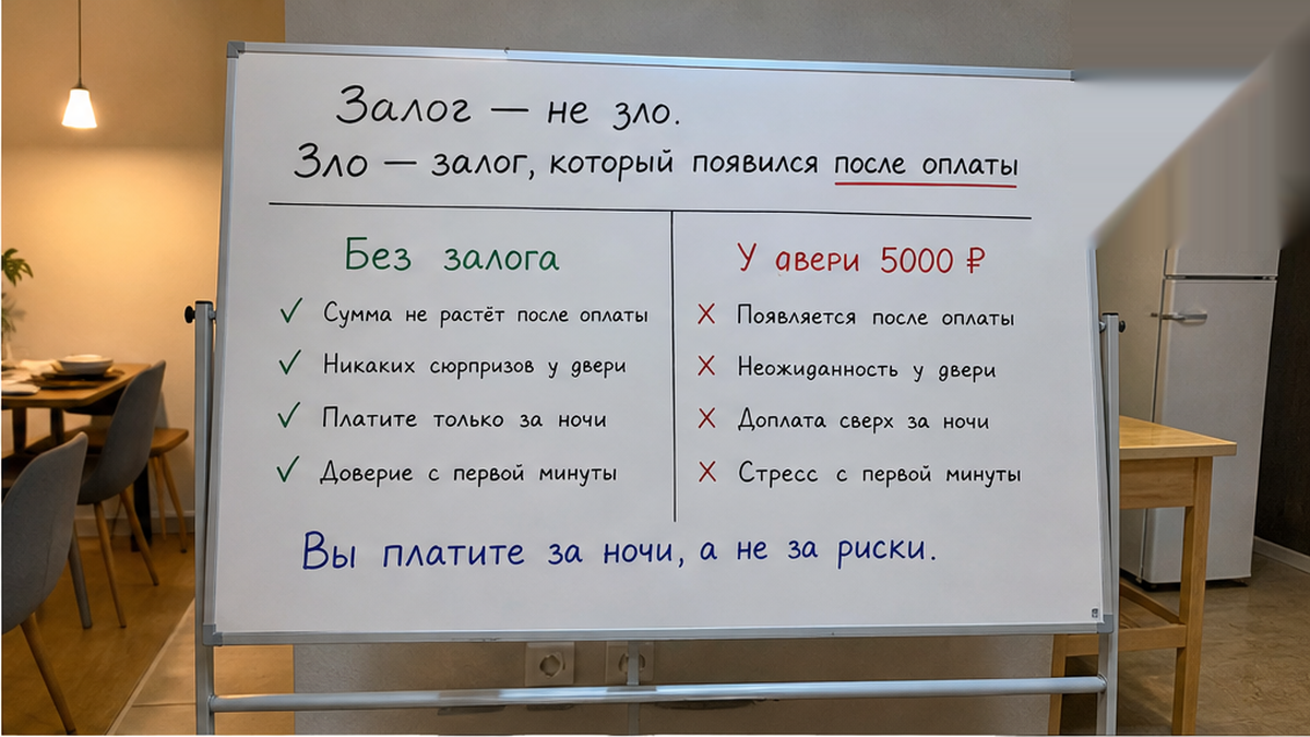 У «Доброго дома» все условия — цена, залог или его отсутствие, срок возврата — в чате до брони.