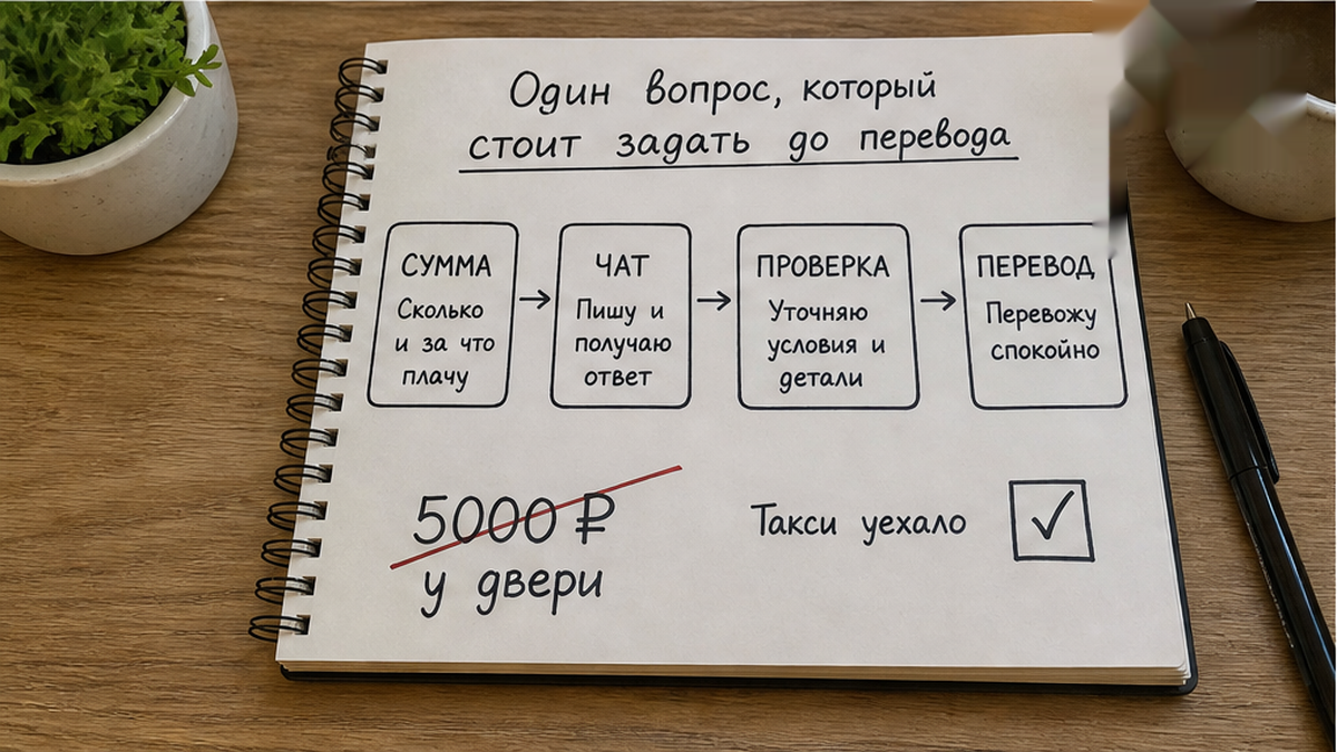 Вывод: сначала проверка условий в карточке и чате, потом перевод и ключи.