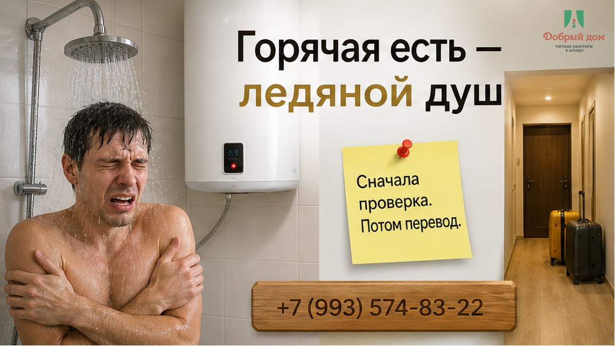 Написали «горячая вода есть». Ночью — ледяной душ и 80 минут до тепла