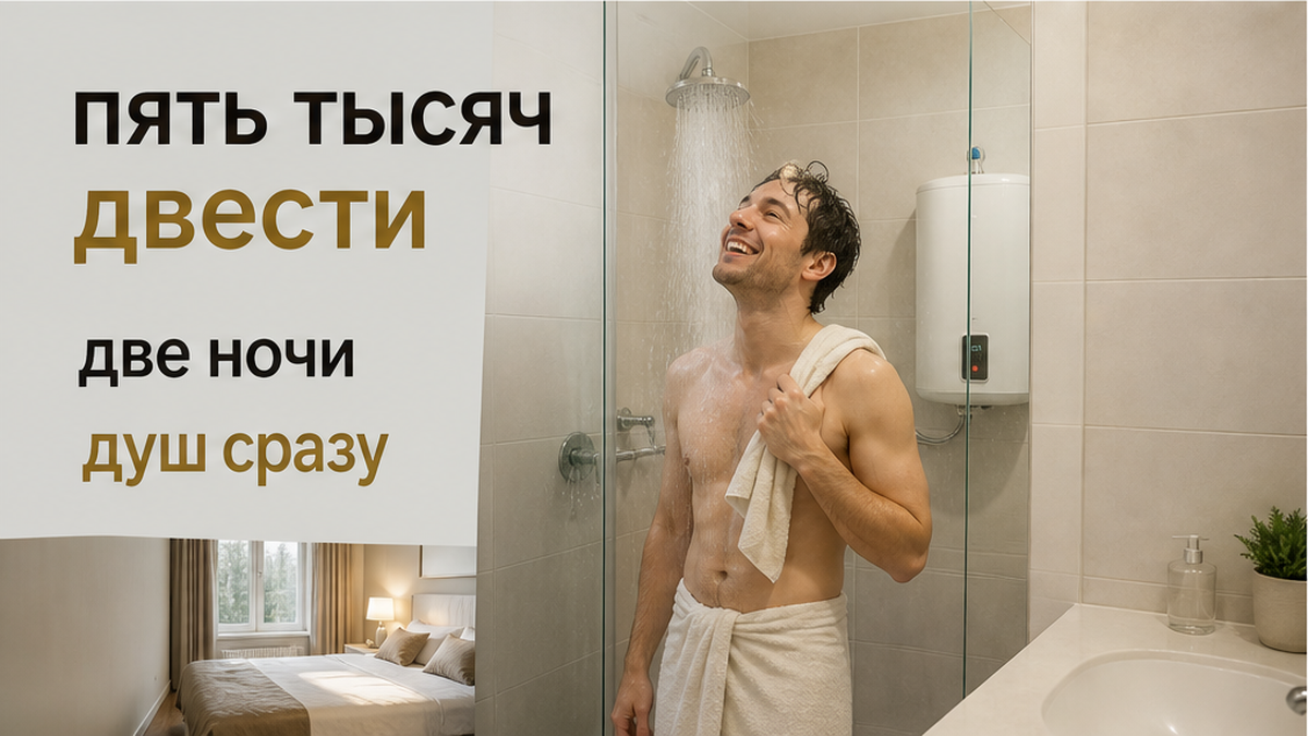 5 200 ₽ за две ночи: гость сразу после заселения идёт в душ и получает ледяную воду.