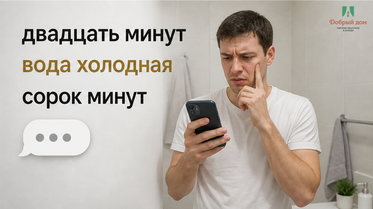 Переписка с хозяином: обещание что вода нагревается, но через 20 и 40 минут из крана всё ещё холодная.