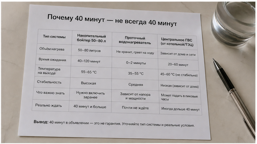 Схема накопительного бойлера: почему обещание 40 минут не гарантирует душ