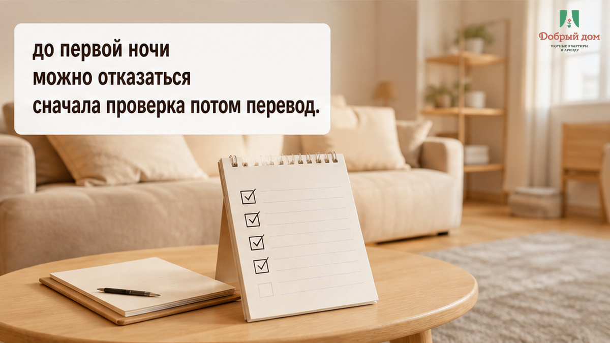 Порядок: проверить спальню и окно до перевода денег, а не после первой ночи.