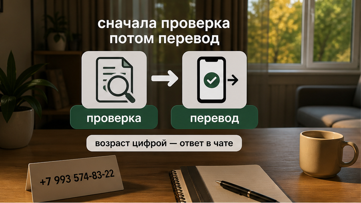 Порядок: сначала уточнить условия по ребёнку, потом перевод.