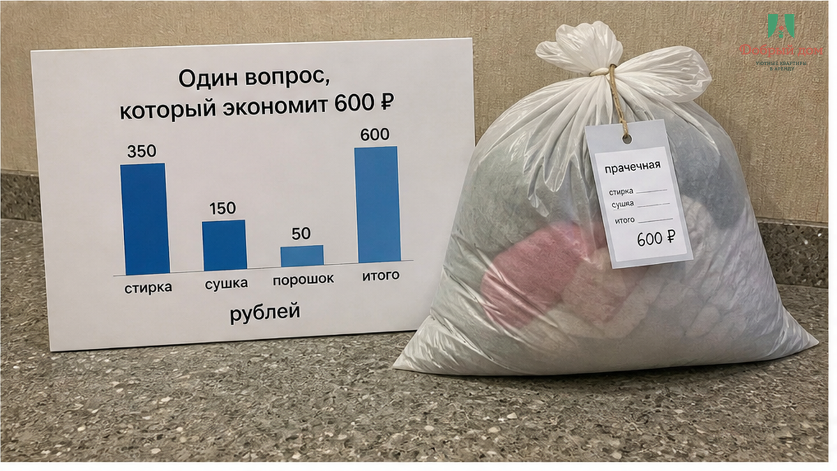 Неожиданные 600 рублей в прачечной: стирка, сушка и порошок сверху оплаты за жильё.