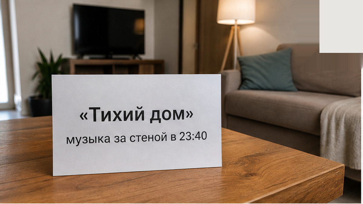 Порядок: сначала вопросы о соседях и тишине, потом оплата.