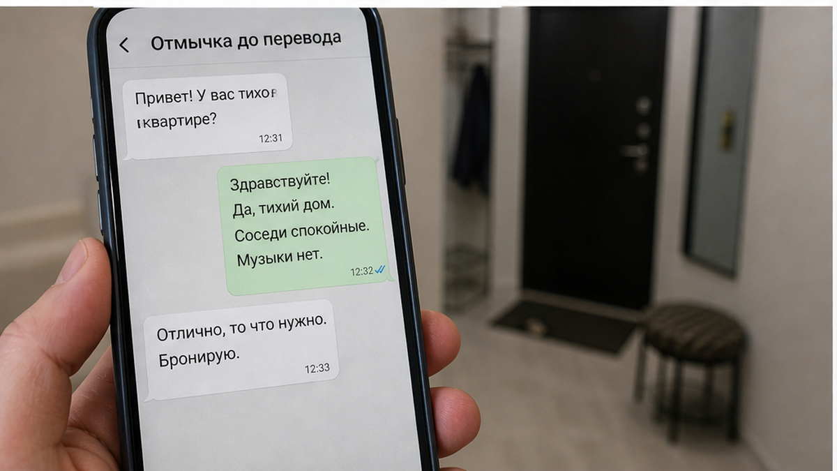 Вопросы про соседей и режим тишины до бронирования.