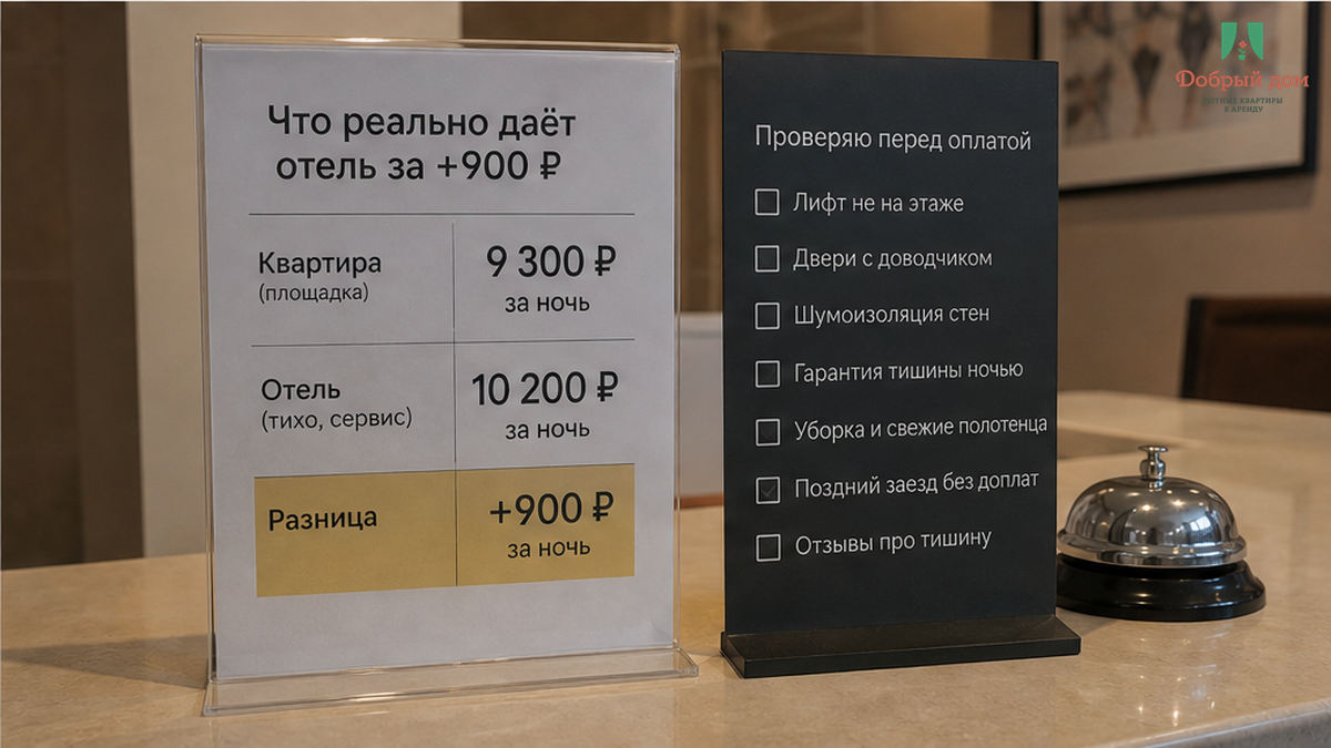 Сравнение цены: квартира дешевле на 900 ₽, но проверка до оплаты.