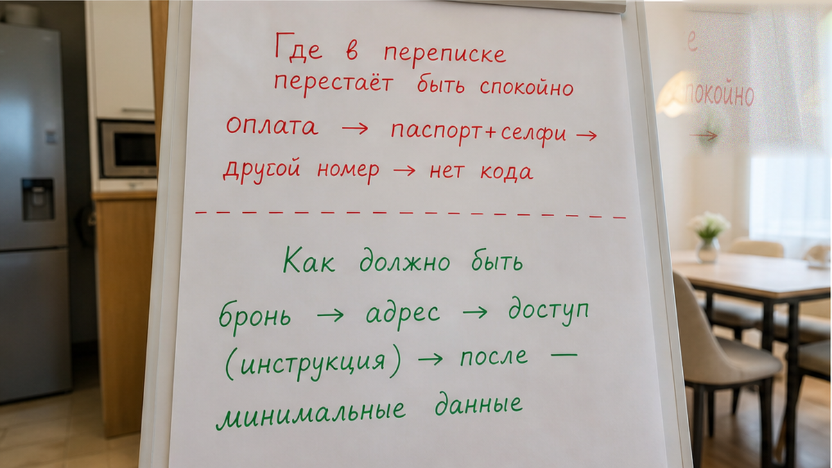 Неправильный порядок: сначала документы и перевод в другой чат, потом обещание кода, которое не выполняется.