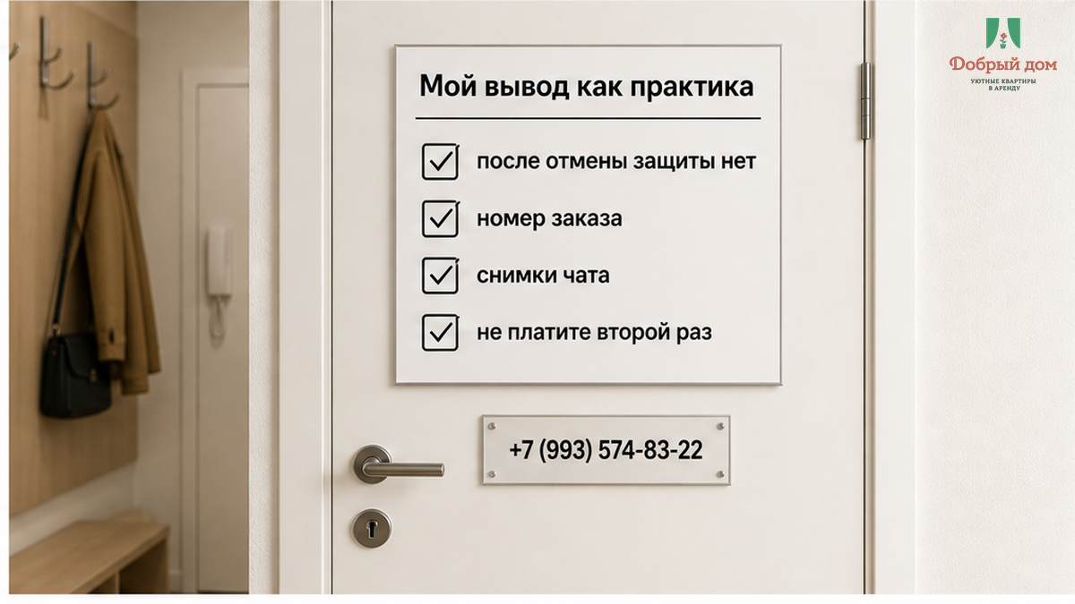 После отмены защиты нет — сохраните номер заказа и скрины, не платите второй раз.