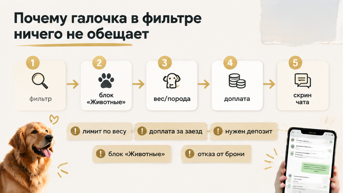 Пошаговый порядок бронирования посуточной квартиры с собакой без неожиданной доплаты