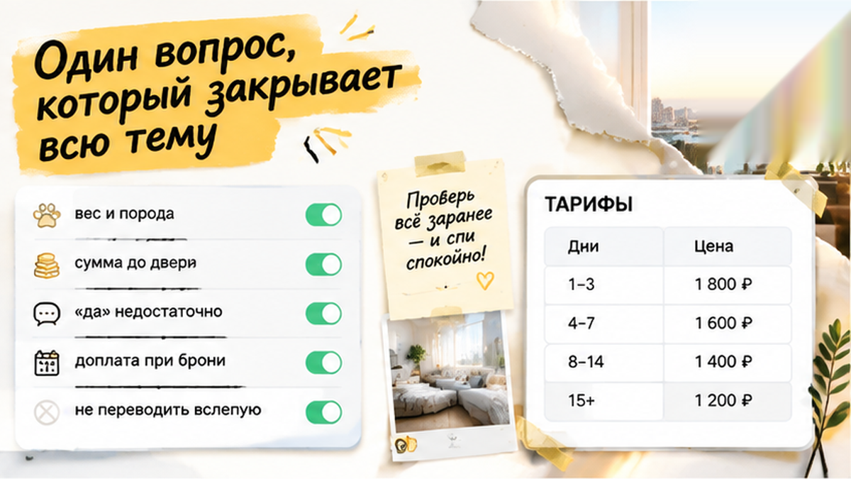 Чек-лист перед оплатой посуточной квартиры для гостя с собакой