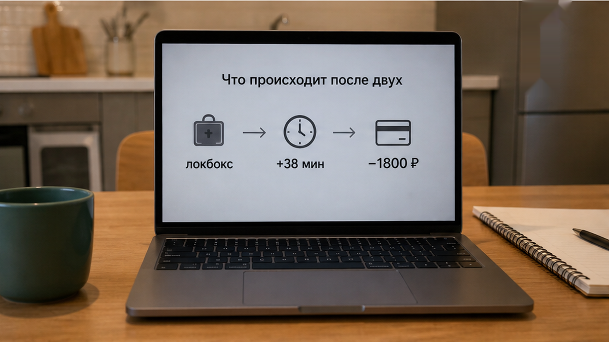 Ключи в локбоксе в 14:38 — через 38 минут после двух списали 1 800 ₽.