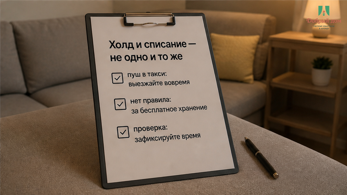 Три строки до ключей: время выезда, доплата, правило после согласованного часа.