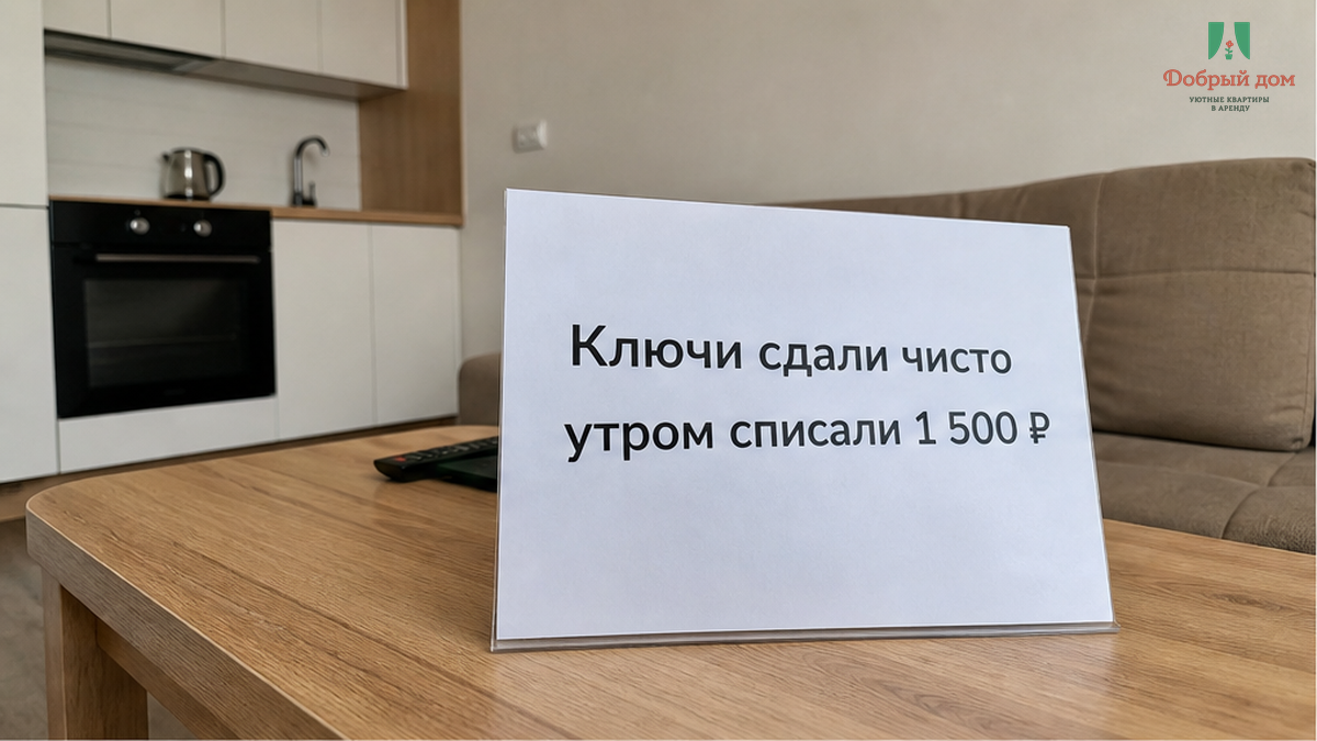 Ключи сдали чисто. Только утром списали 1 500 ₽ за уборку