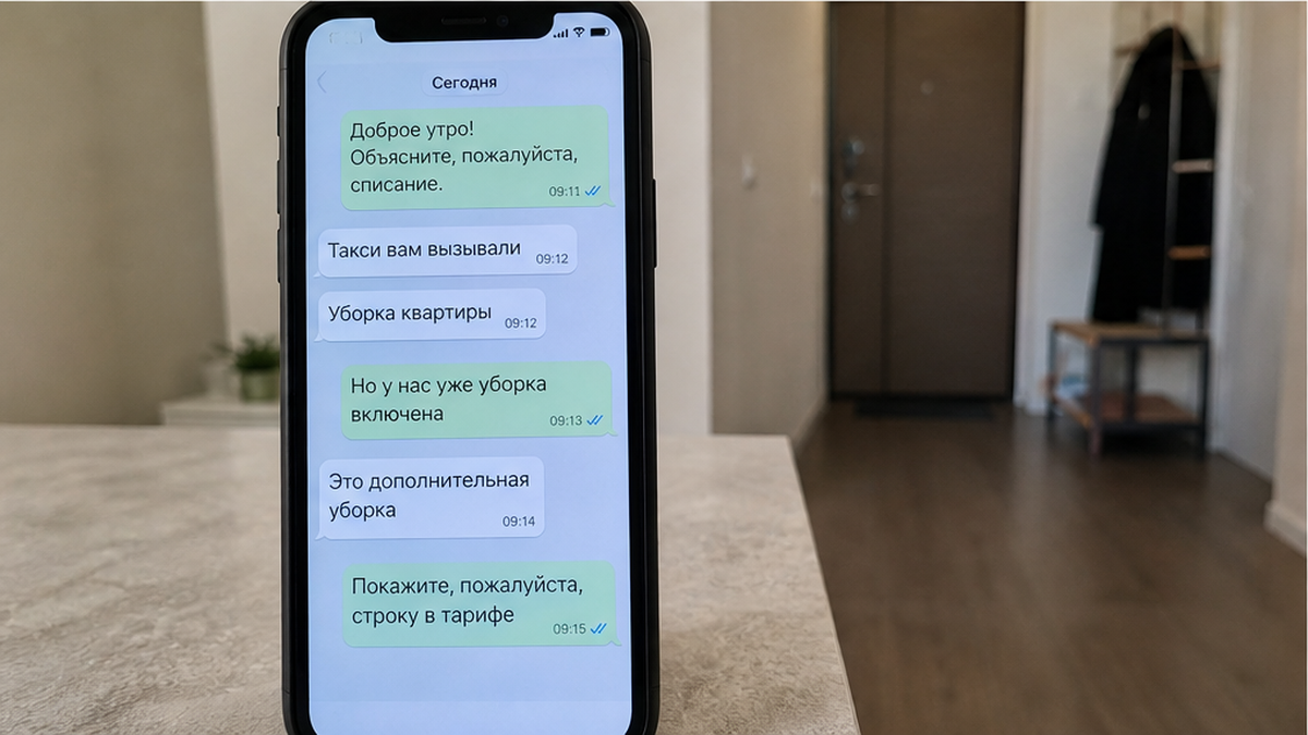 Переписка: гость спрашивает про списание, хост ссылается на правила.