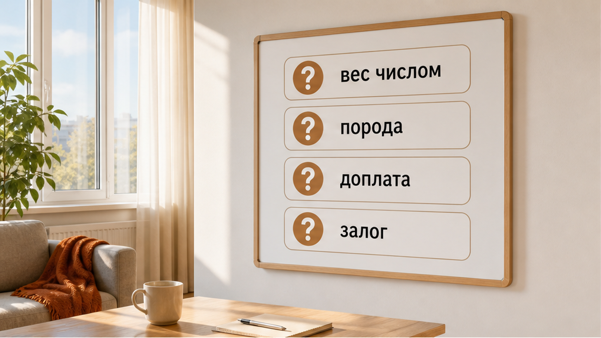 Четыре вопроса до оплаты: максимальный вес, ограничения по породе, сумма доплаты, залог.