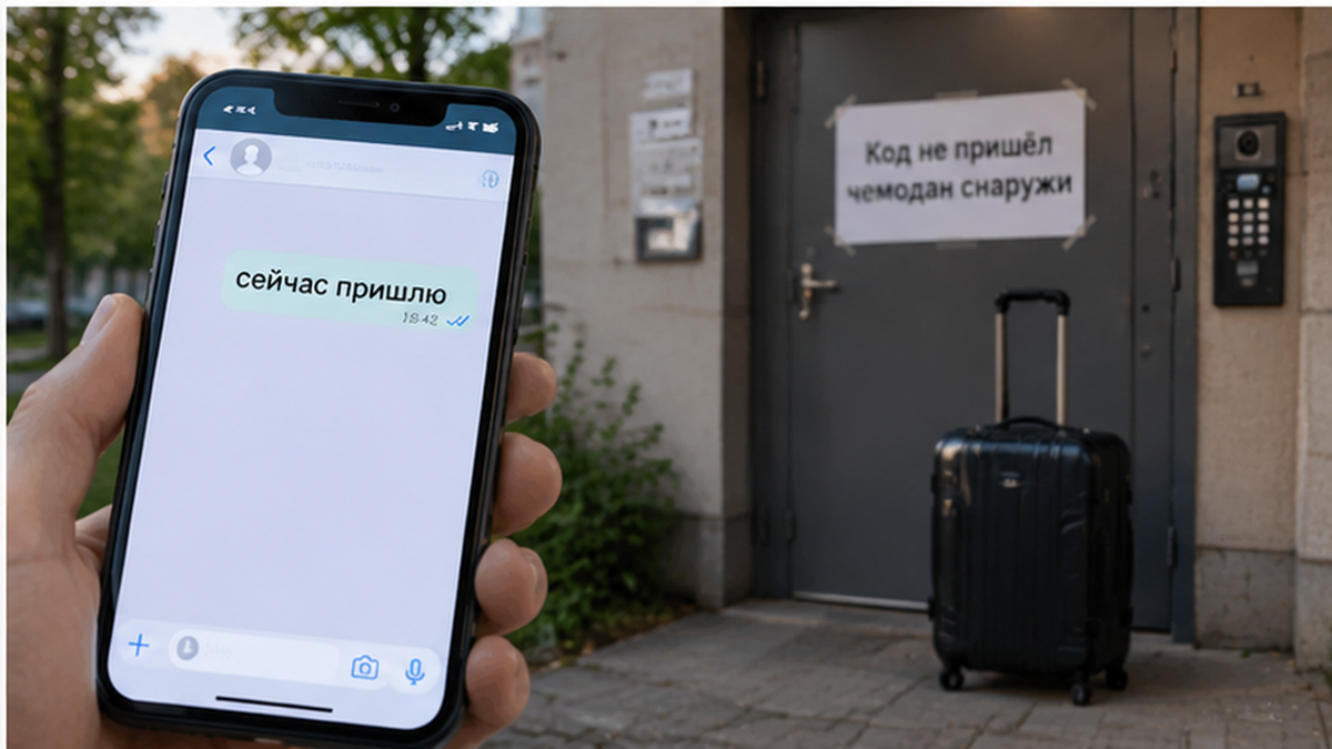 Чат обещает «сейчас пришлю», но гость всё ещё стоит с чемоданом у закрытого подъезда.
